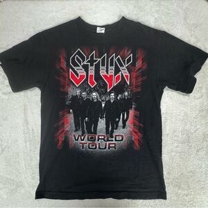 Vintage Styx Black world tour rock band T-Shirt Medium